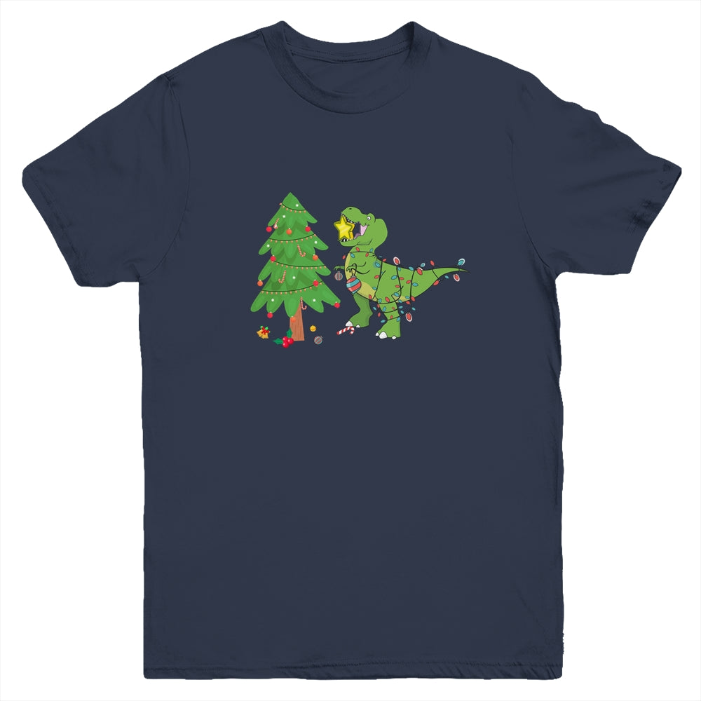 Funny Struggle Is Real Dinosaur Christmas Tree Star Youth Youth Shirt | Teecentury.com