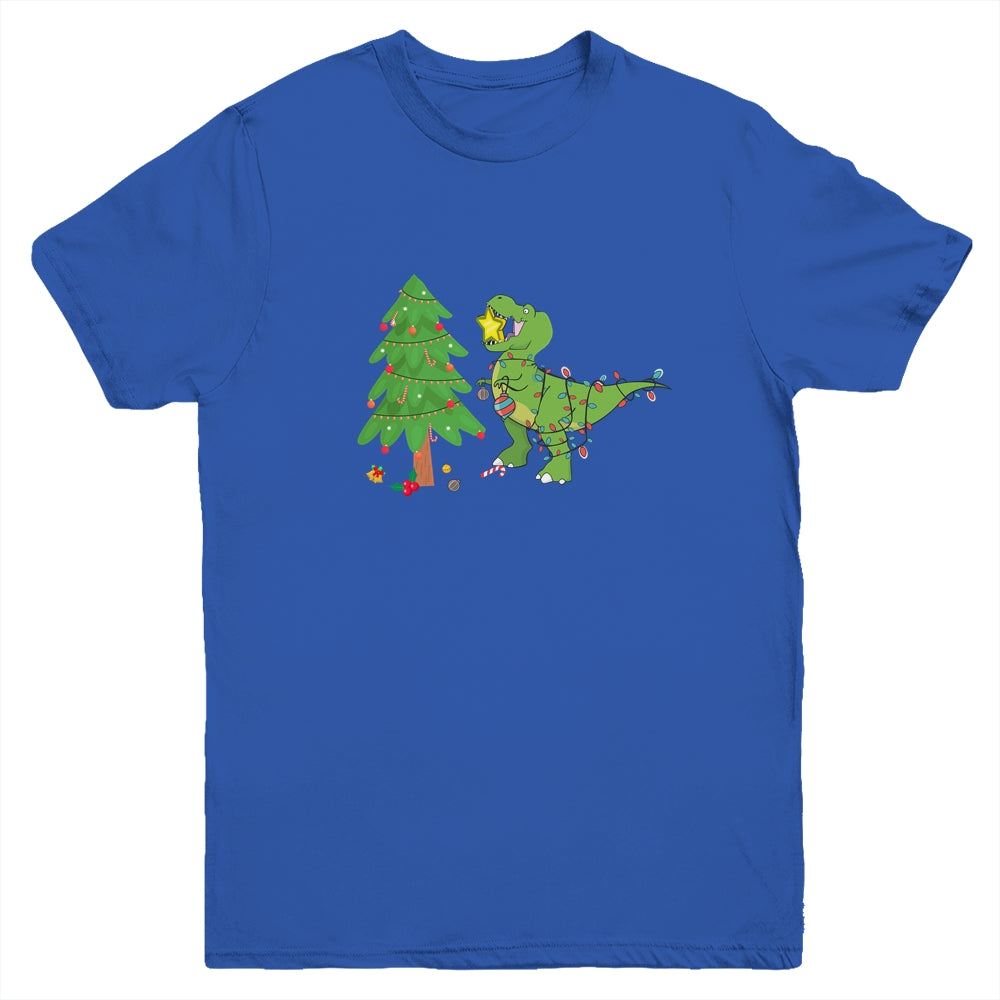 Funny Struggle Is Real Dinosaur Christmas Tree Star Youth Youth Shirt | Teecentury.com