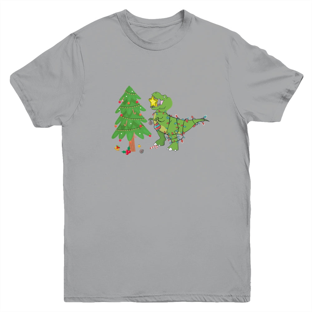 Funny Struggle Is Real Dinosaur Christmas Tree Star Youth Youth Shirt | Teecentury.com