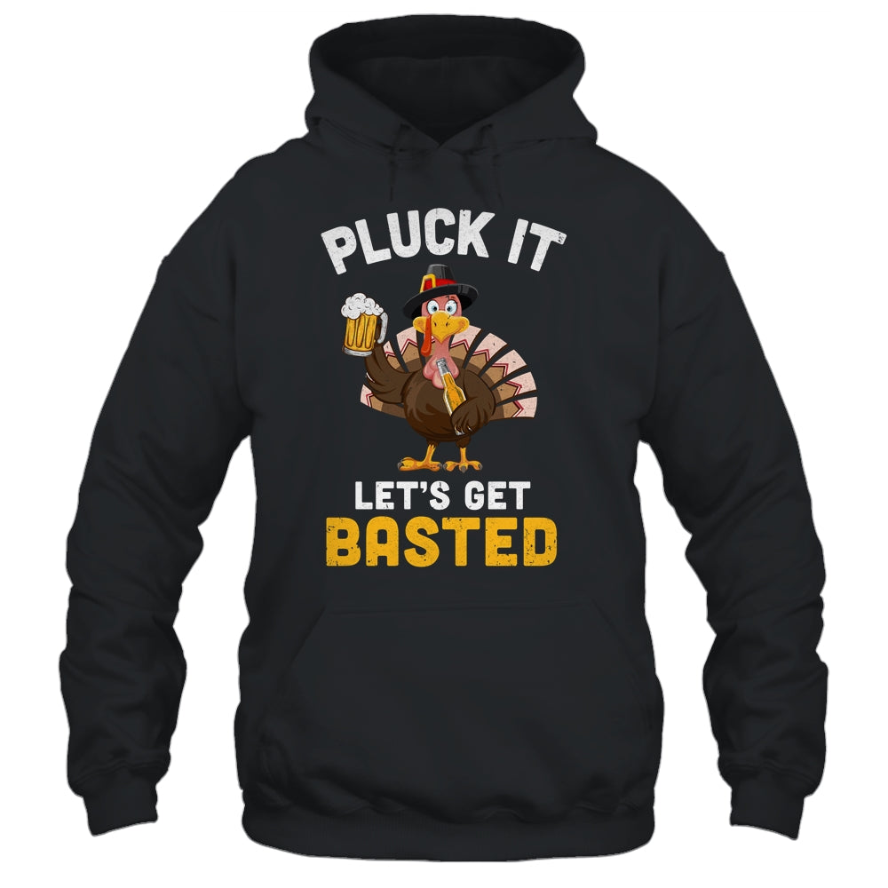 Funny Thanksgiving Pluck It Let's Get Basted Turkey Beer T-Shirt & Hoodie | Teecentury.com