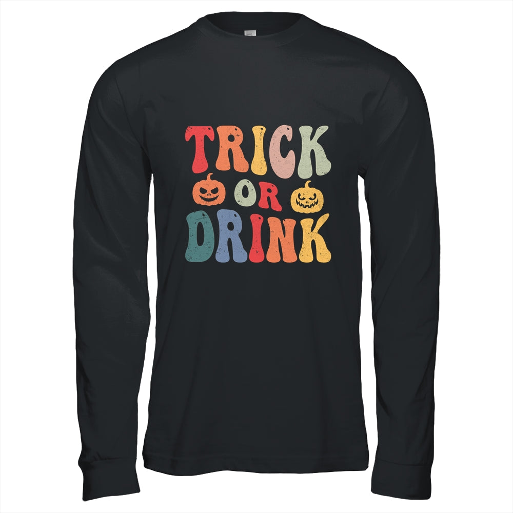 Funny Trick Or Drink Lover Halloween Drink Retro Groovy Shirt & Hoodie | teecentury