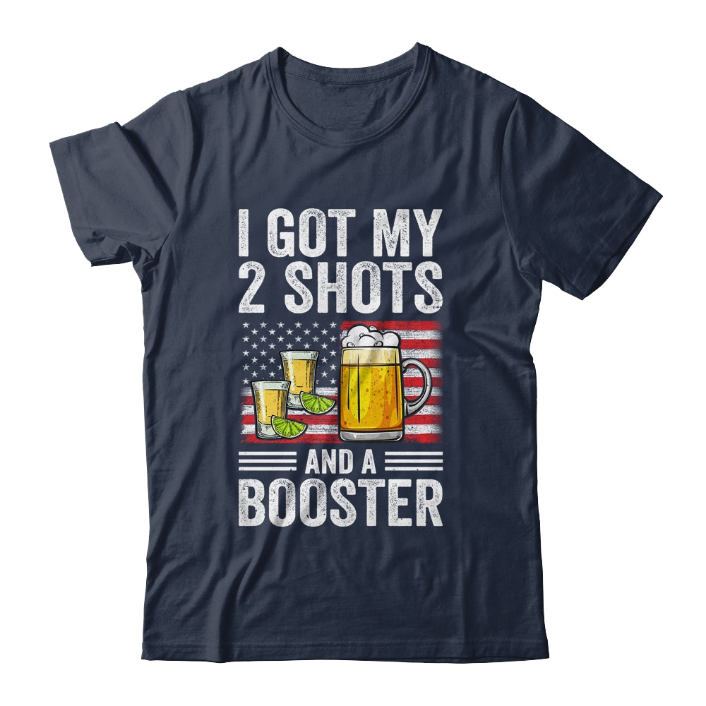 Funny Vaccination I Got My Two Shots And A Booster Flag Shirt & Tank Top | teecentury