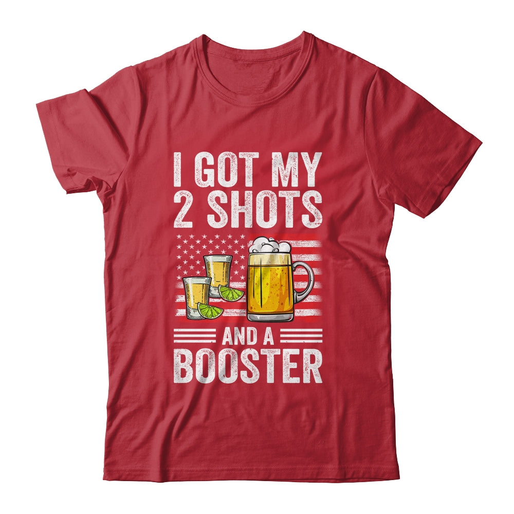 Funny Vaccination I Got My Two Shots And A Booster Flag Shirt & Tank Top | teecentury