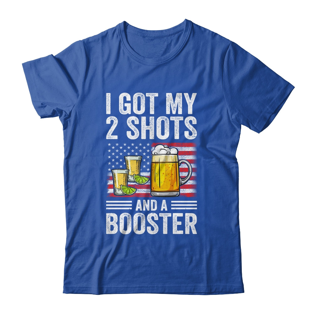 Funny Vaccination I Got My Two Shots And A Booster Flag Shirt & Tank Top | teecentury