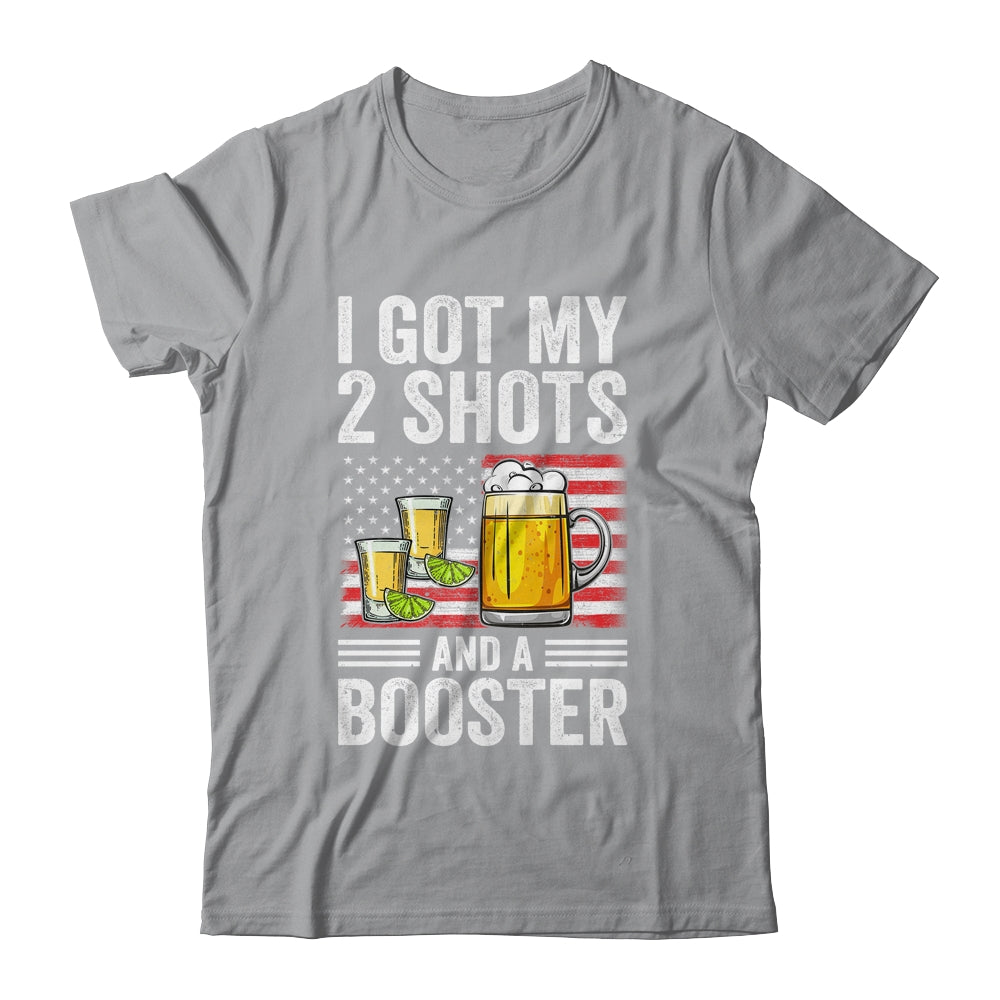 Funny Vaccination I Got My Two Shots And A Booster Flag Shirt & Tank Top | teecentury