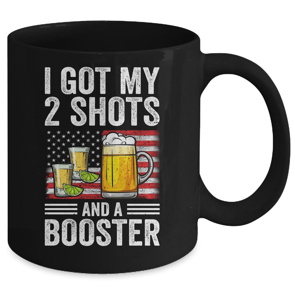 Funny Vaccination I Got My Two Shots And A Booster Flag Mug | teecentury