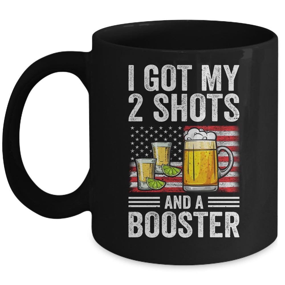 Funny Vaccination I Got My Two Shots And A Booster Flag Mug | teecentury