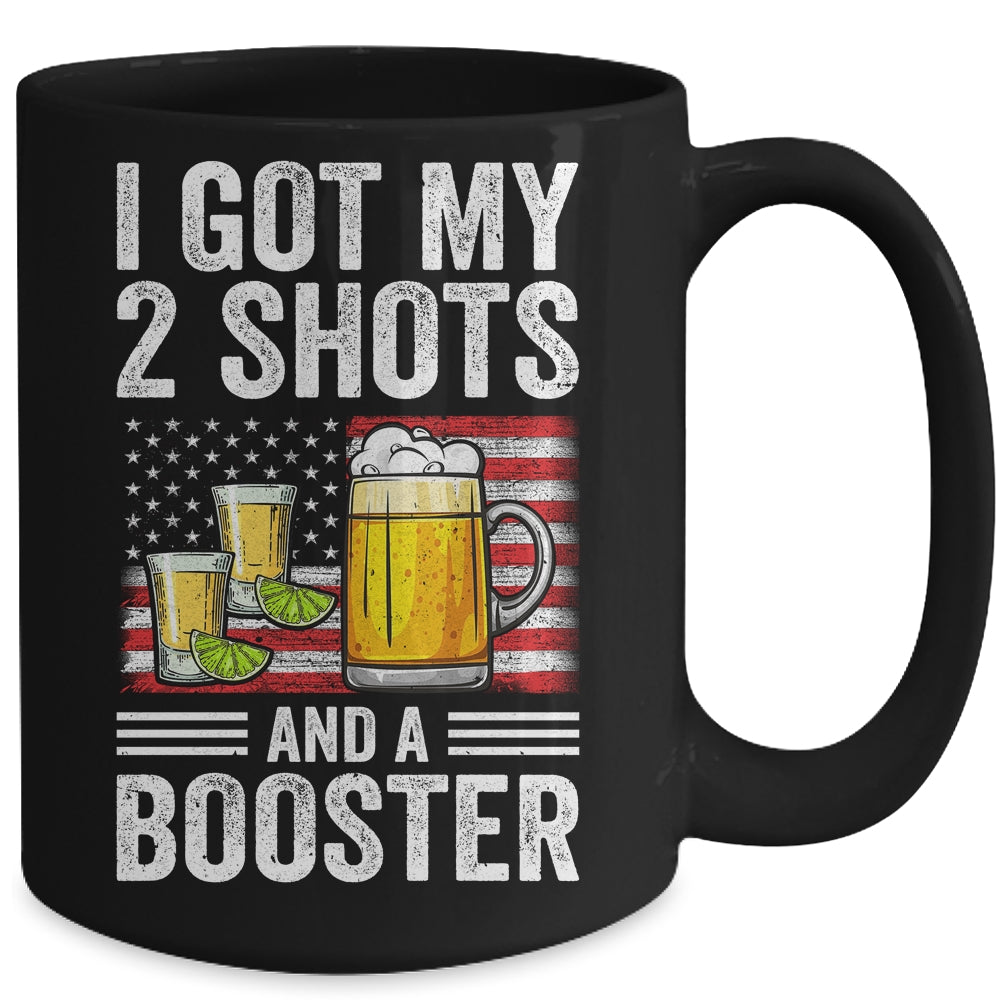 Funny Vaccination I Got My Two Shots And A Booster Flag Mug | teecentury