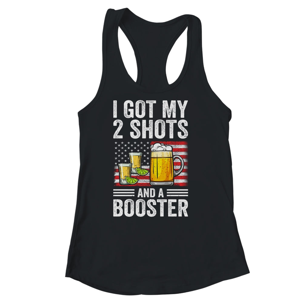 Funny Vaccination I Got My Two Shots And A Booster Flag Shirt & Tank Top | teecentury