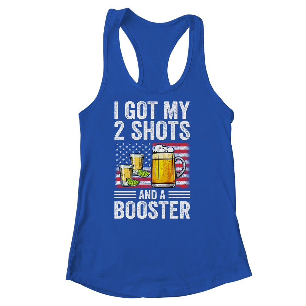 Funny Vaccination I Got My Two Shots And A Booster Flag Shirt & Tank Top | teecentury