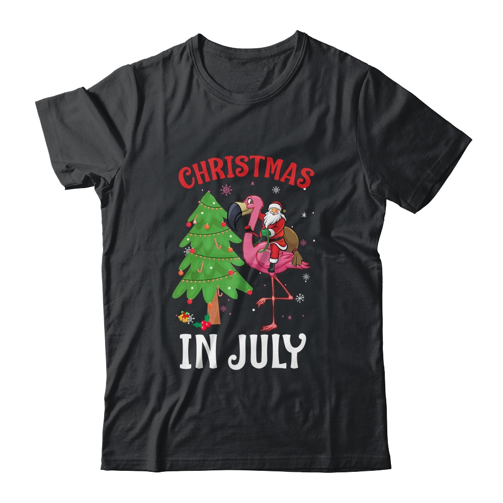 Funny Xmas Santa Flamingo Christmas In July T-Shirt & Tank Top | Teecentury.com