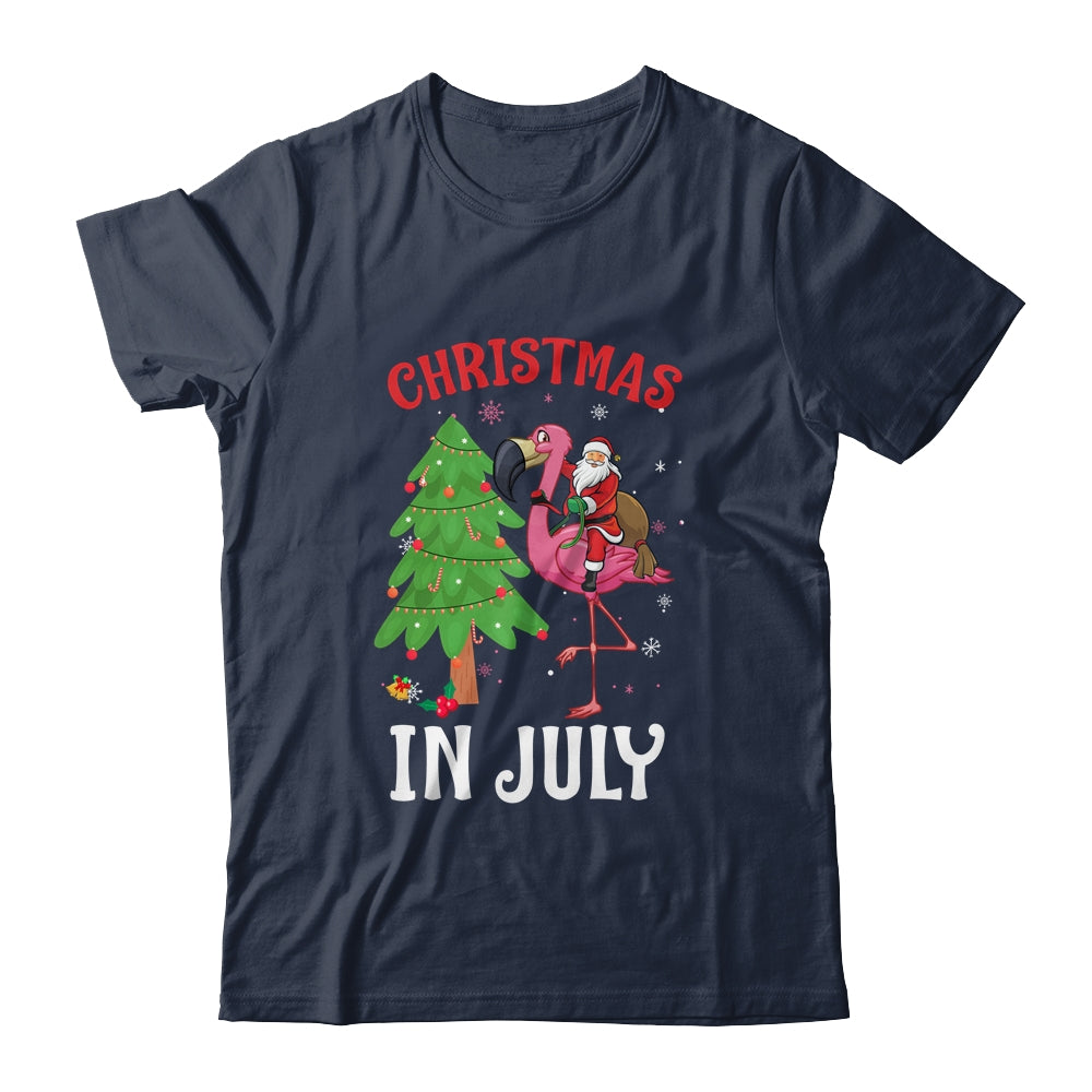 Funny Xmas Santa Flamingo Christmas In July T-Shirt & Tank Top | Teecentury.com