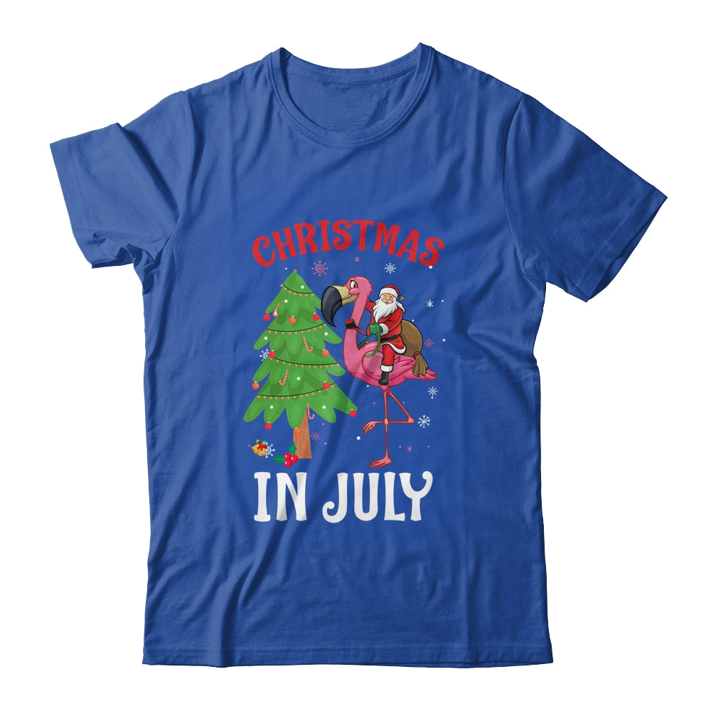 Funny Xmas Santa Flamingo Christmas In July T-Shirt & Tank Top | Teecentury.com