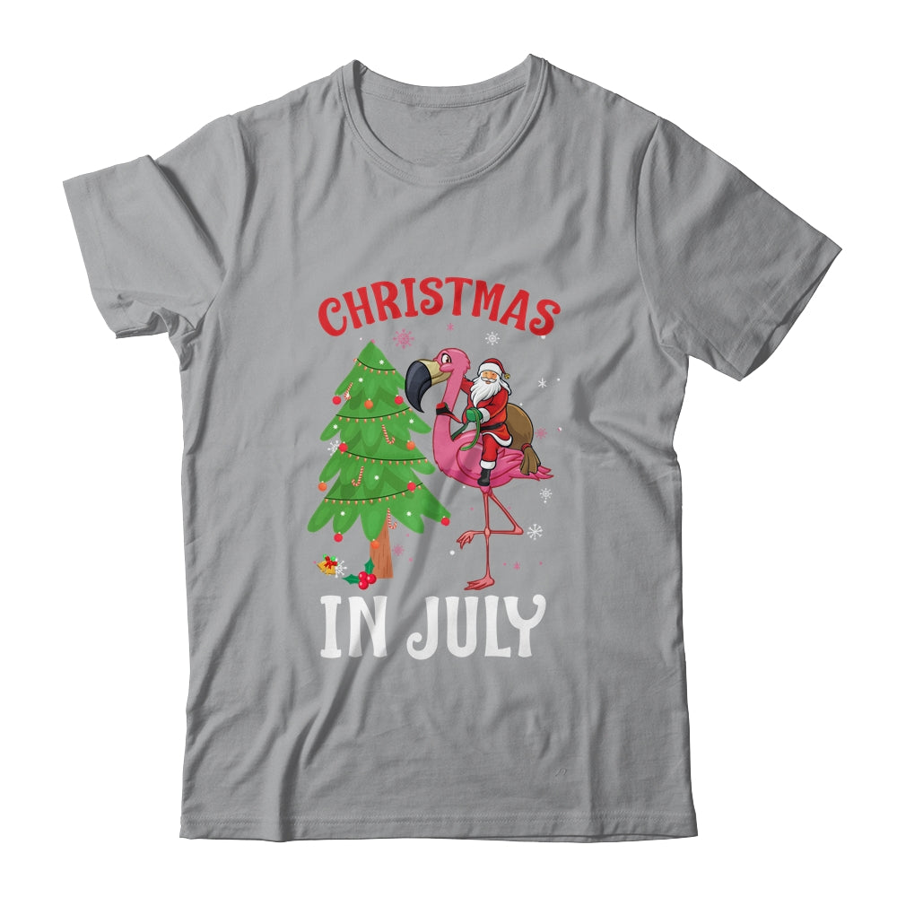 Funny Xmas Santa Flamingo Christmas In July T-Shirt & Tank Top | Teecentury.com