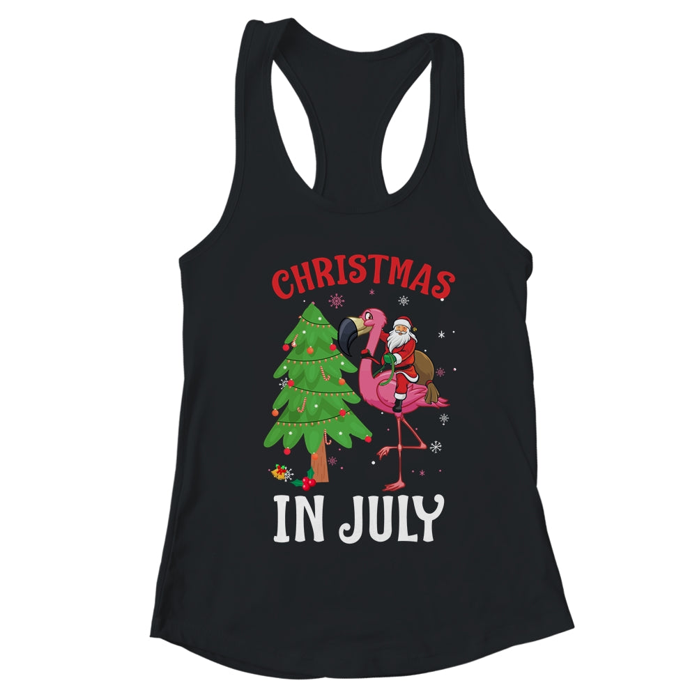 Funny Xmas Santa Flamingo Christmas In July T-Shirt & Tank Top | Teecentury.com