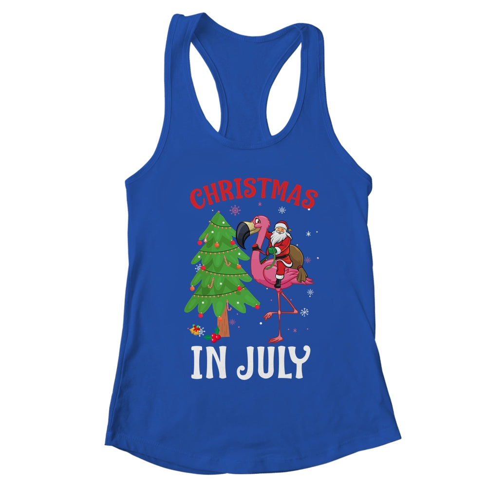 Funny Xmas Santa Flamingo Christmas In July T-Shirt & Tank Top | Teecentury.com