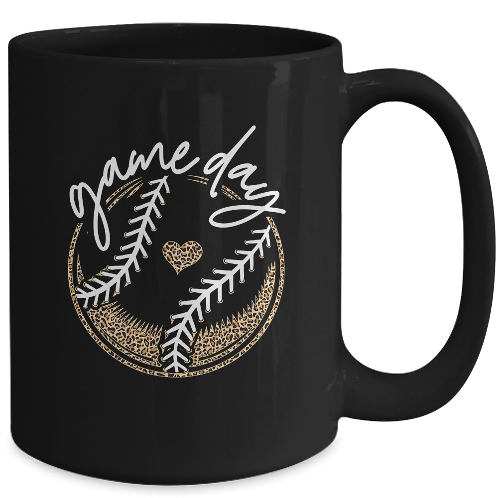 Game Day Baseball Life Softball Life Mom Leopard Mug | teecentury