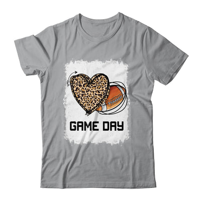 Game Day Leopard Heart Football Lovers Mom Bleached T-Shirt & Tank Top | Teecentury.com