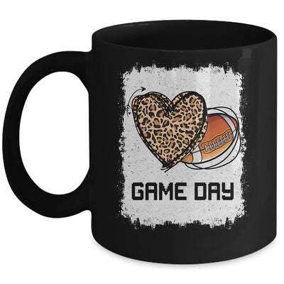 Game Day Leopard Heart Football Lovers Mom Bleached Mug Coffee Mug | Teecentury.com