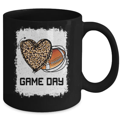 Game Day Leopard Heart Football Lovers Mom Bleached Mug Coffee Mug | Teecentury.com