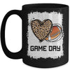 Game Day Leopard Heart Football Lovers Mom Bleached Mug Coffee Mug | Teecentury.com