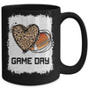 Game Day Leopard Heart Football Lovers Mom Bleached Mug Coffee Mug | Teecentury.com