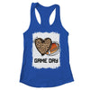 Game Day Leopard Heart Football Lovers Mom Bleached T-Shirt & Tank Top | Teecentury.com