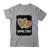 Game Day With Leopard Heart Football Lovers Mom Bleached T-Shirt & Tank Top | Teecentury.com