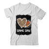 Game Day With Leopard Heart Football Lovers Mom Bleached T-Shirt & Tank Top | Teecentury.com