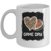 Game Day With Leopard Heart Football Lovers Mom Bleached Mug Coffee Mug | Teecentury.com