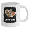 Game Day With Leopard Heart Football Lovers Mom Bleached Mug Coffee Mug | Teecentury.com