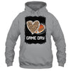 Game Day With Leopard Heart Football Lovers Mom Bleached T-Shirt & Tank Top | Teecentury.com