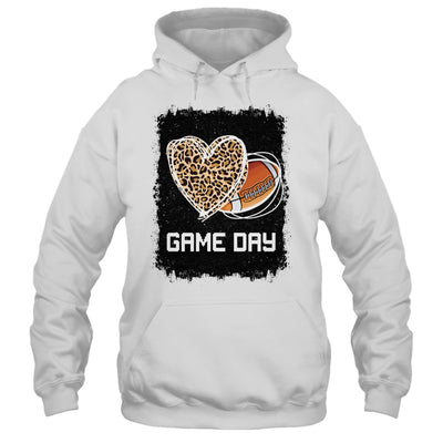 Game Day With Leopard Heart Football Lovers Mom Bleached T-Shirt & Tank Top | Teecentury.com