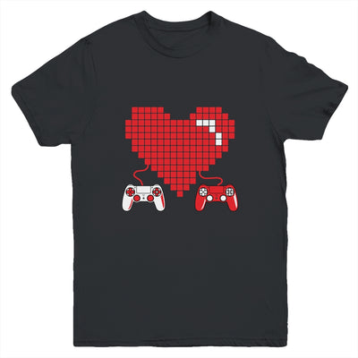 Gamer Heart Gift Game Lover Men Kids Boys Valentines Day Youth Youth Shirt | Teecentury.com