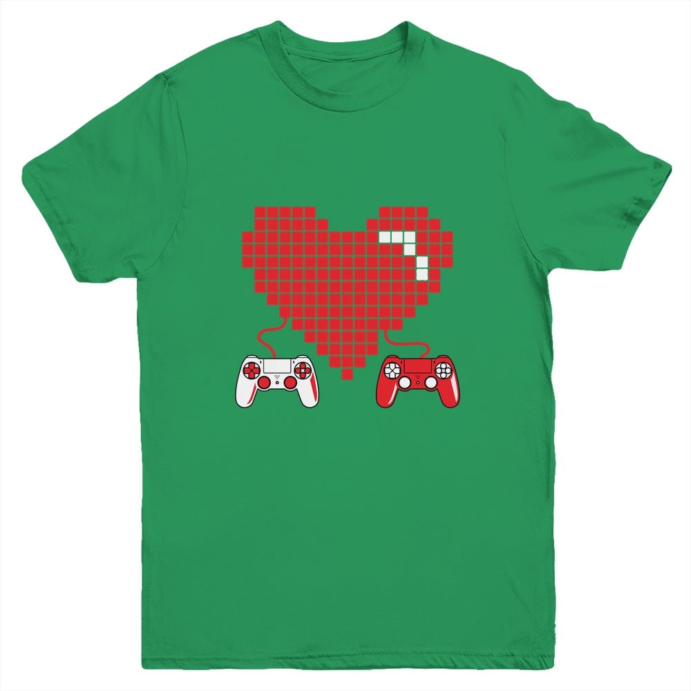 Gamer Heart Gift Game Lover Men Kids Boys Valentines Day Youth Youth Shirt | Teecentury.com