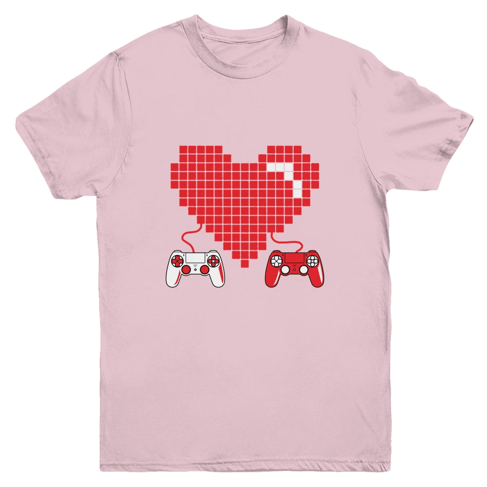 Gamer Heart Gift Game Lover Men Kids Boys Valentines Day Youth Youth Shirt | Teecentury.com
