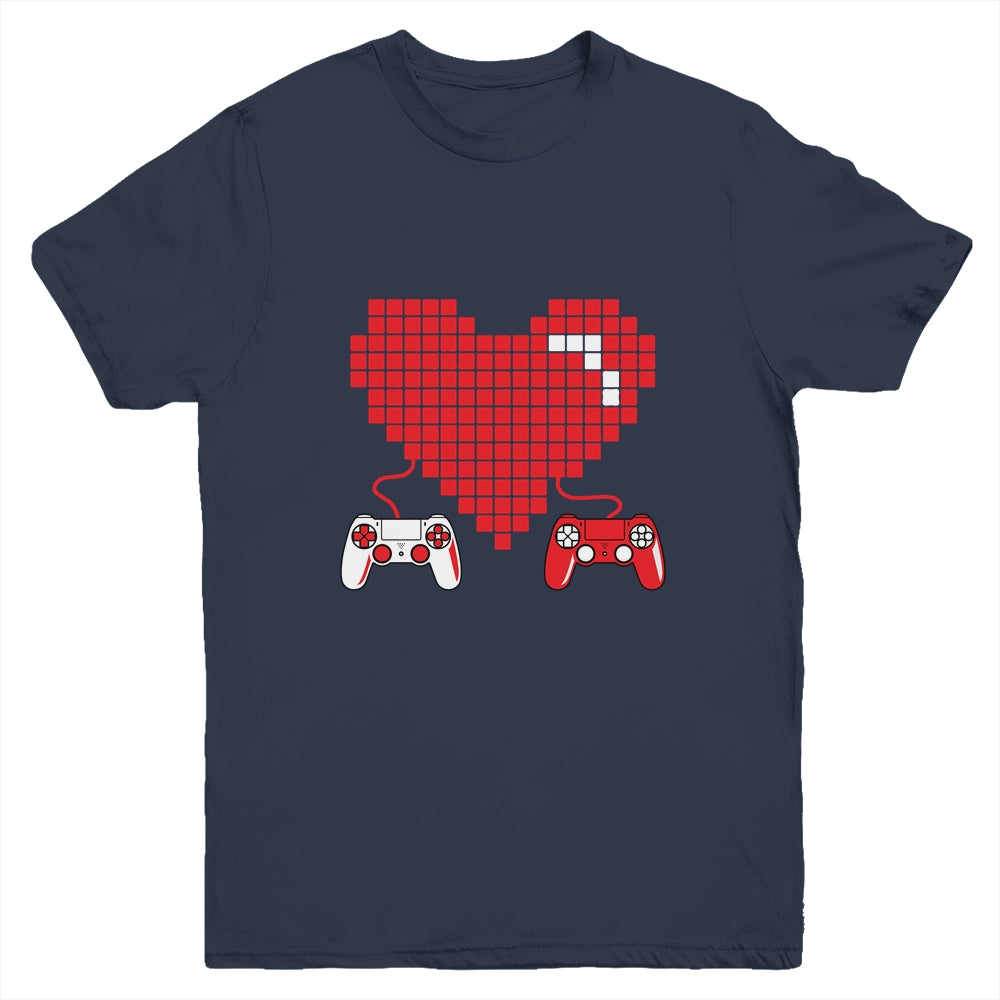 Gamer Heart Gift Game Lover Men Kids Boys Valentines Day Youth Youth Shirt | Teecentury.com