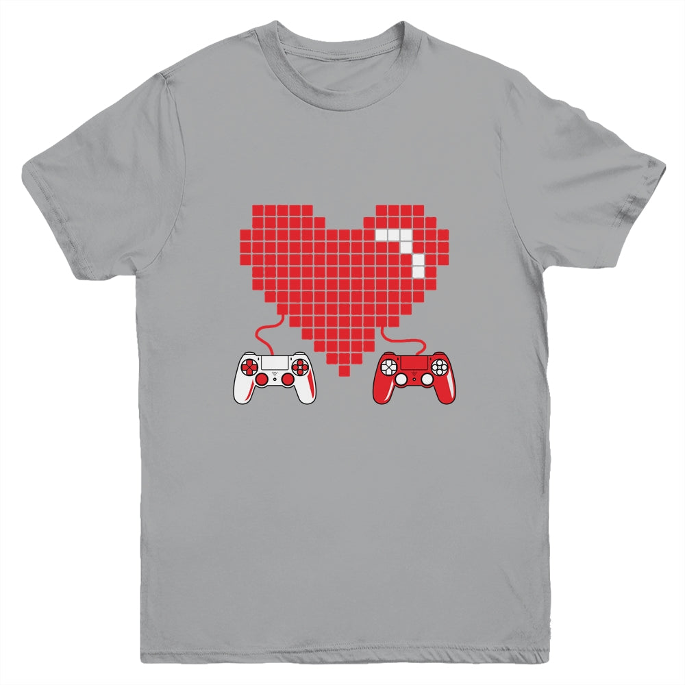 Gamer Heart Gift Game Lover Men Kids Boys Valentines Day Youth Youth Shirt | Teecentury.com