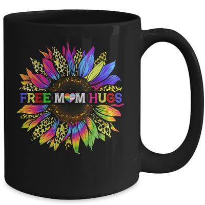 Gay Pride Free Mom Hugs Sunflower Leopard Rainbow LGBT Mug | teecentury