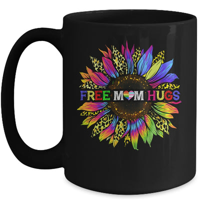 Gay Pride Free Mom Hugs Sunflower Leopard Rainbow LGBT Mug | teecentury