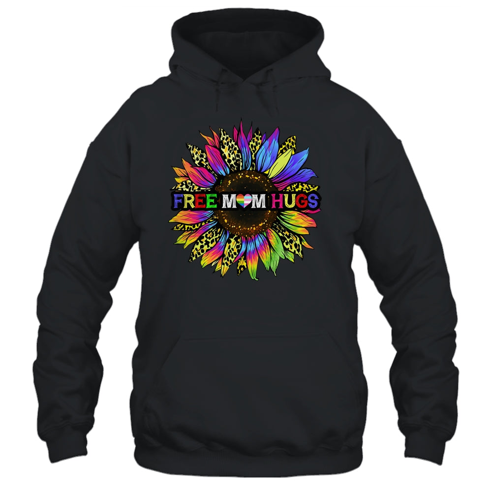 Gay Pride Free Mom Hugs Sunflower Leopard Rainbow LGBT Shirt & Tank Top | teecentury