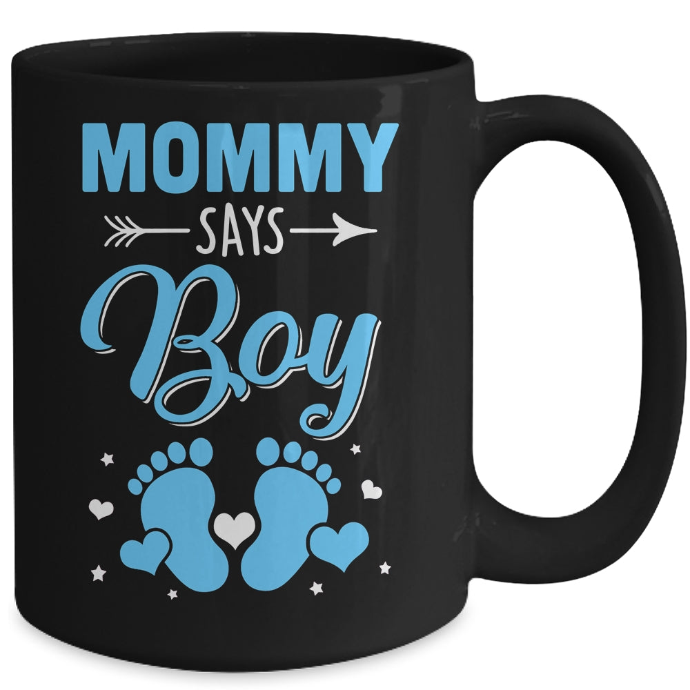 Gender Reveal For Mommy Says Boy Matching Family Set Party Mug | teecentury