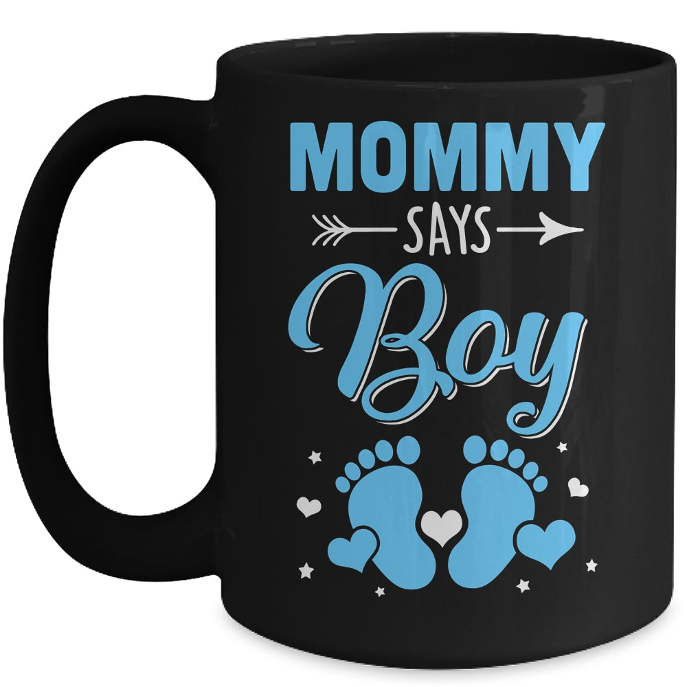 Gender Reveal For Mommy Says Boy Matching Family Set Party Mug | teecentury
