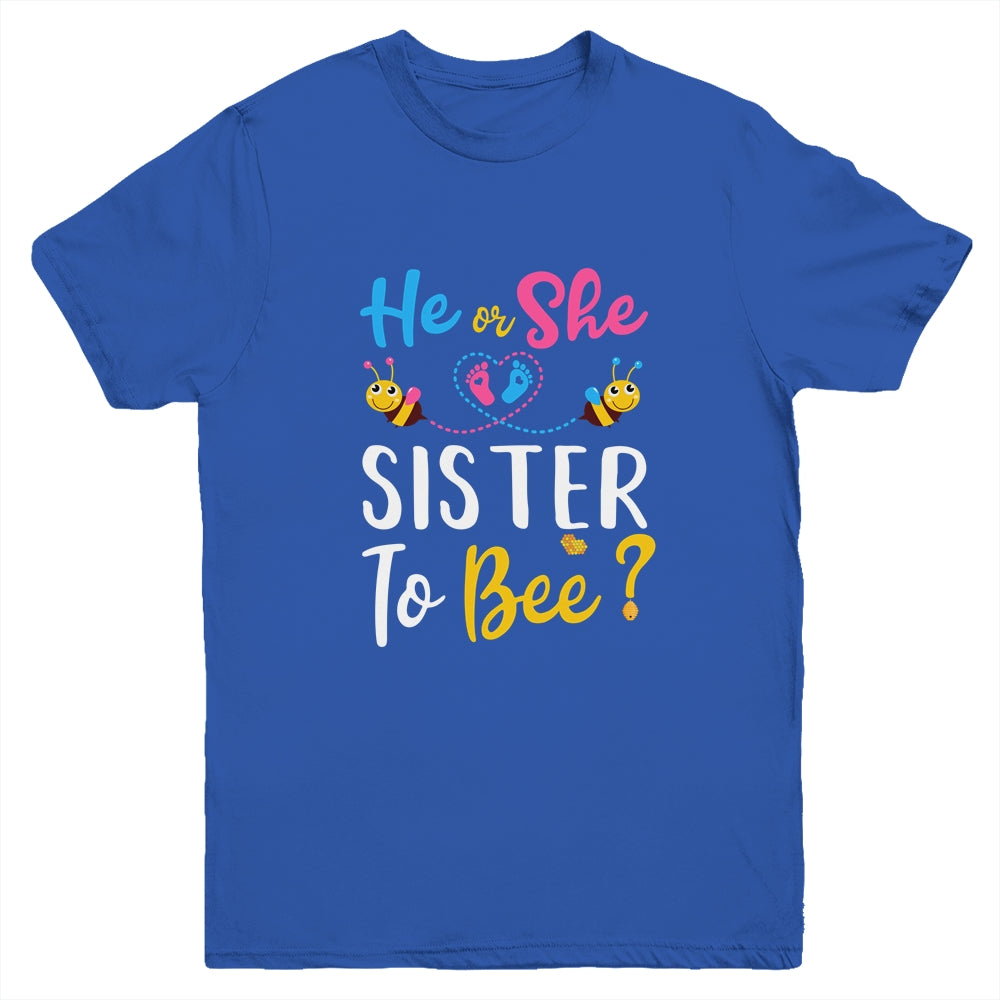 Gender Reveal What Will It Bee He Or She Sister Youth Youth Shirt | Teecentury.com