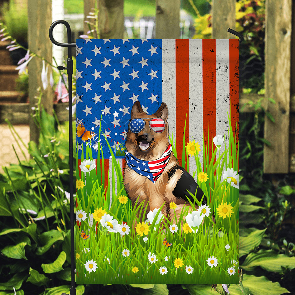 German Shepherd American USA Flag 4th of July Dog Lover On Independence Day | teecentury