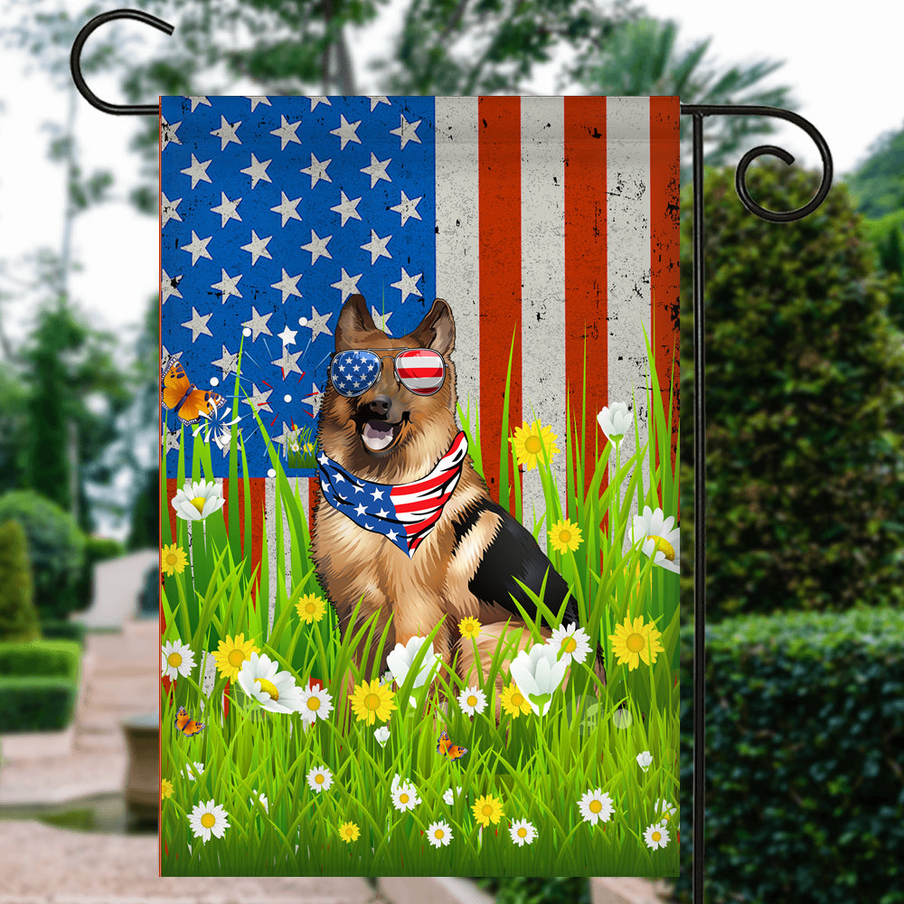 German Shepherd American USA Flag 4th of July Dog Lover On Independence Day | teecentury