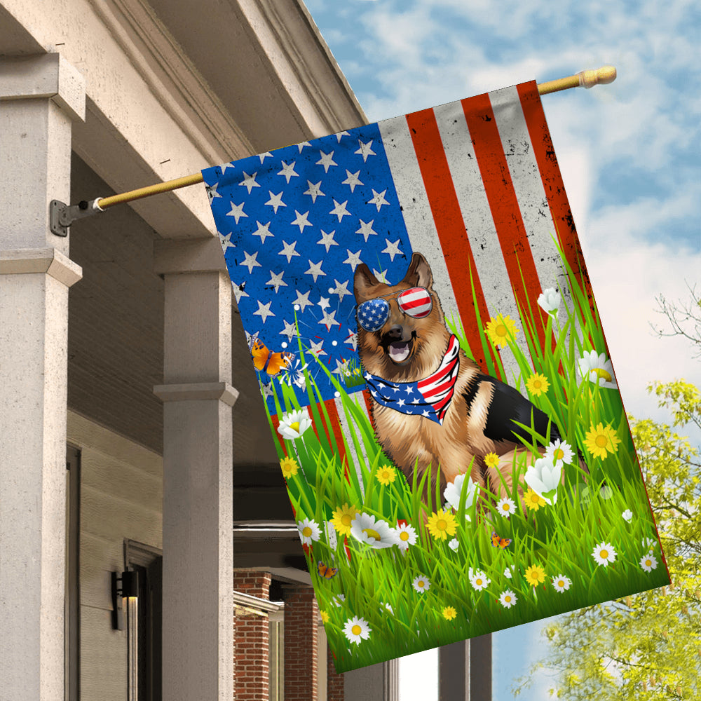 German Shepherd American USA Flag 4th of July Dog Lover On Independence Day | teecentury