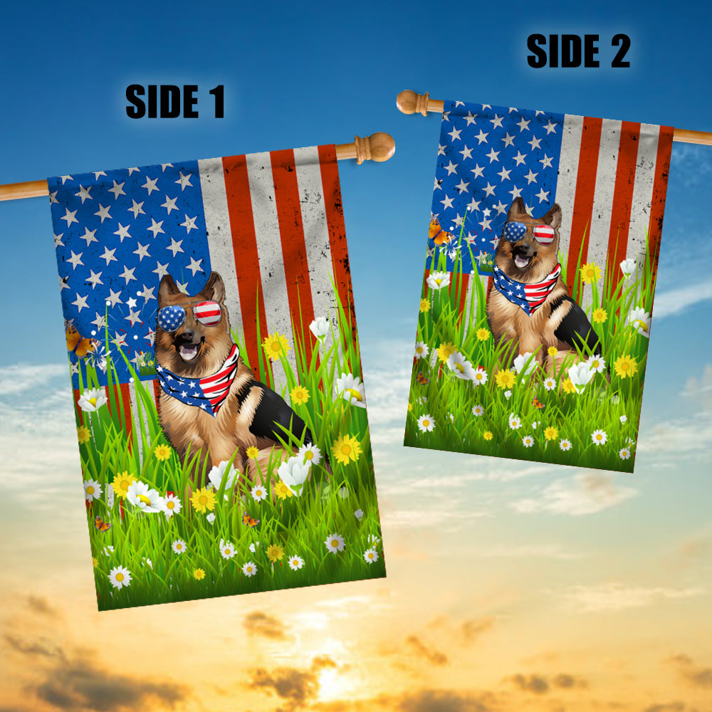 German Shepherd American USA Flag 4th of July Dog Lover On Independence Day | teecentury