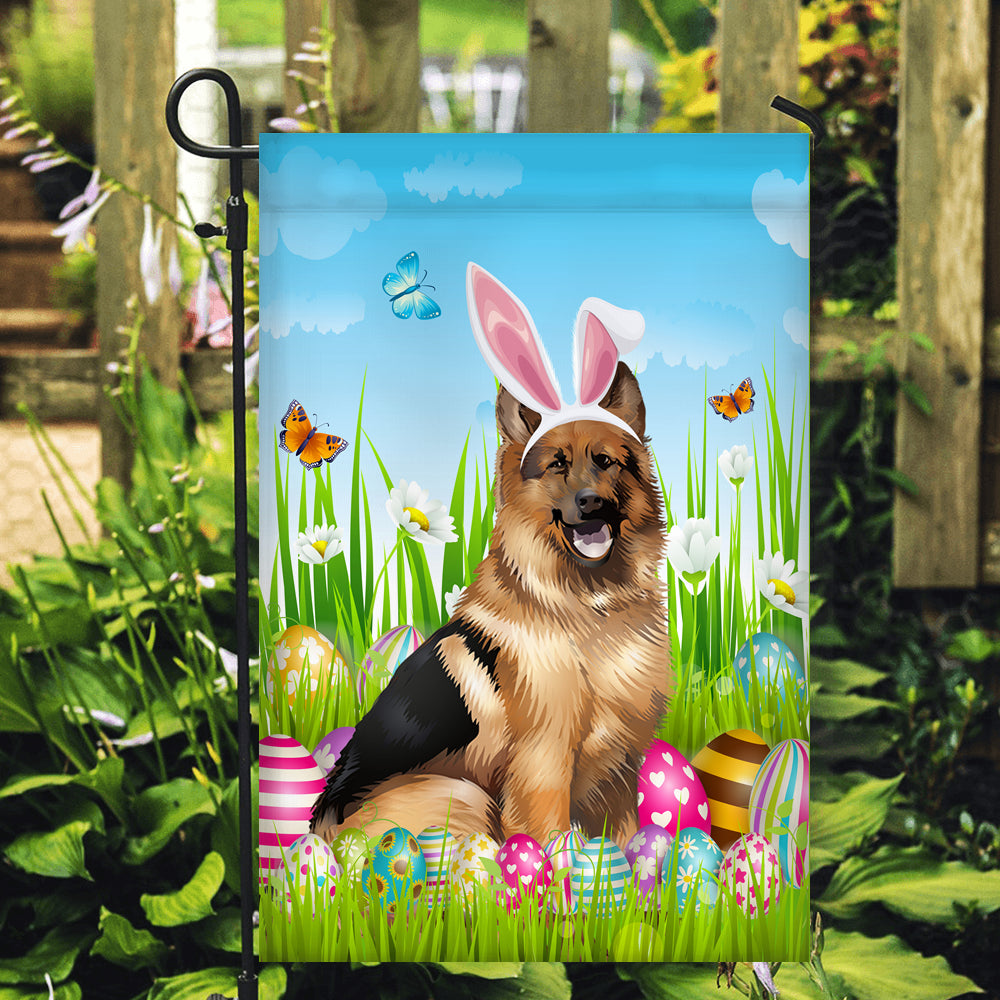 German Shepherd Happy Easter Day Holiday Flag Funny Dog Dog Wear Bunny Ears Headband Cute for Home Decor | teecentury