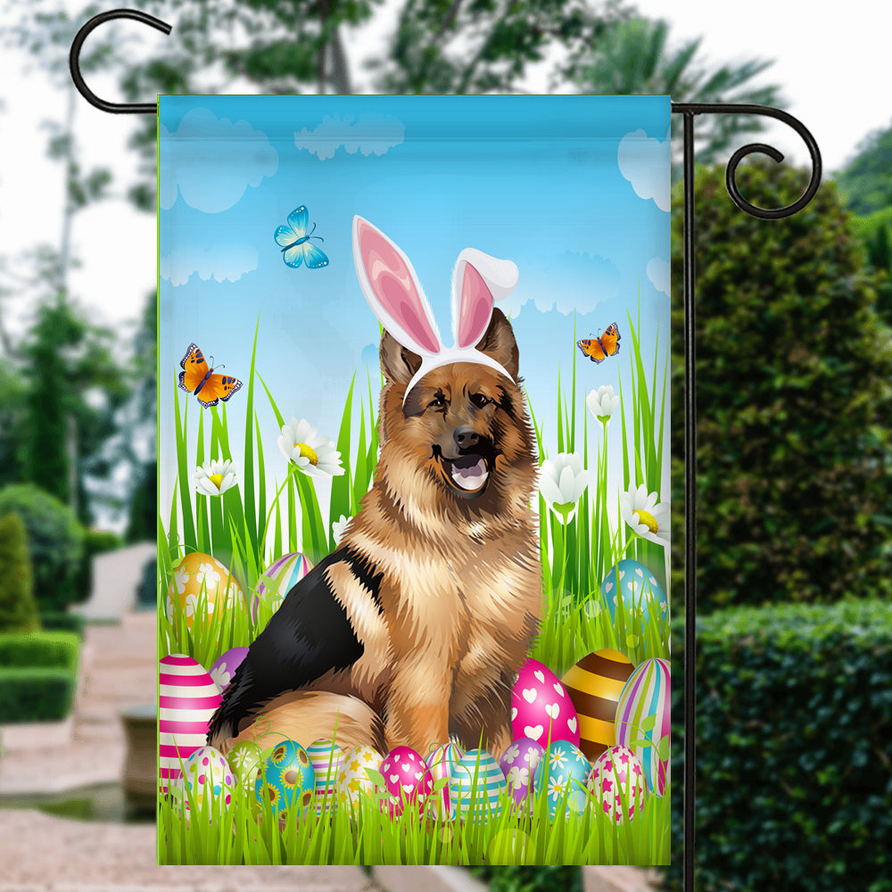 German Shepherd Happy Easter Day Holiday Flag Funny Dog Dog Wear Bunny Ears Headband Cute for Home Decor | teecentury